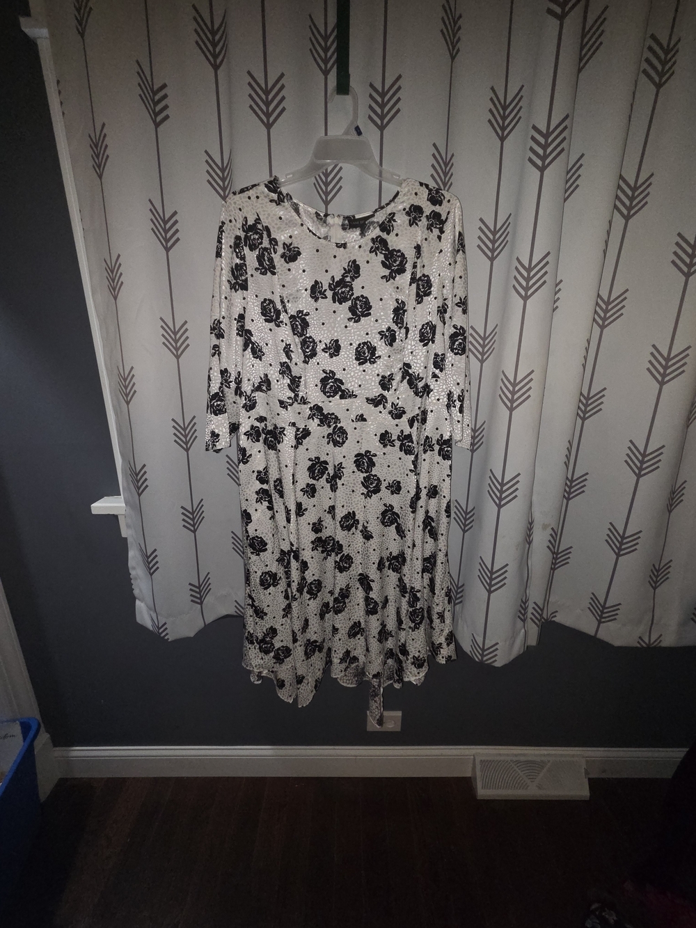 Lane Bryant White Midi Dress with Black Floral Print